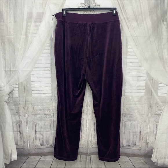 Calvin Klein Size 3X Plus Pants Purple Velvet Sweatpants Elastic Ties 32" Inseam - Picture 6 of 9